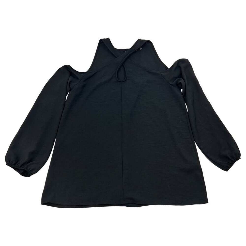 143 Story Women’s Cold Shoulder Keyhole Top Black Size Small Long Sleeve